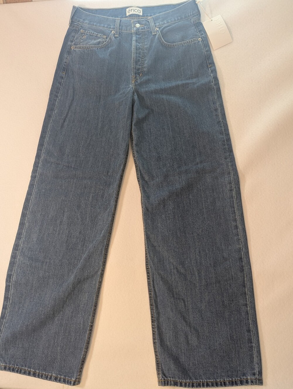 NWT Ética Stanton Arcadia Relaxed Wide-Leg Button-Fly Jeans Size 29 Inseam 35.5